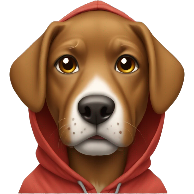 A brown dog wearing a hoodie emoji