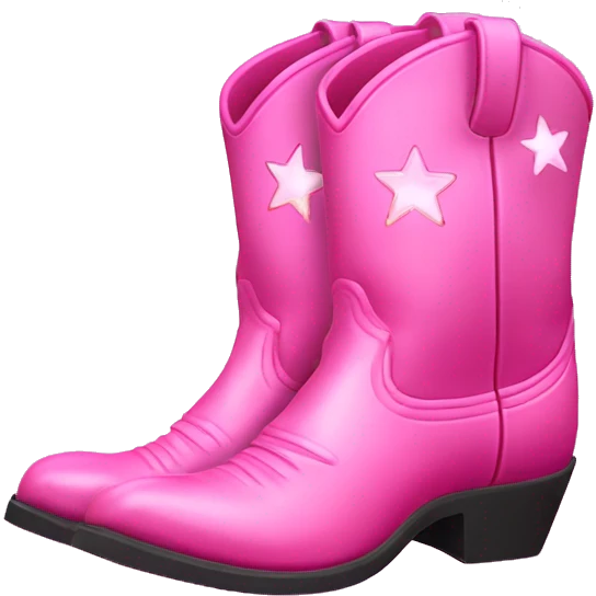 Pink cowboy boots with stars iridescent two boots emoji