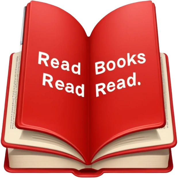 the inscription in red letters "read books" emoji