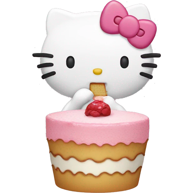 Hello kitty eating cake emoji