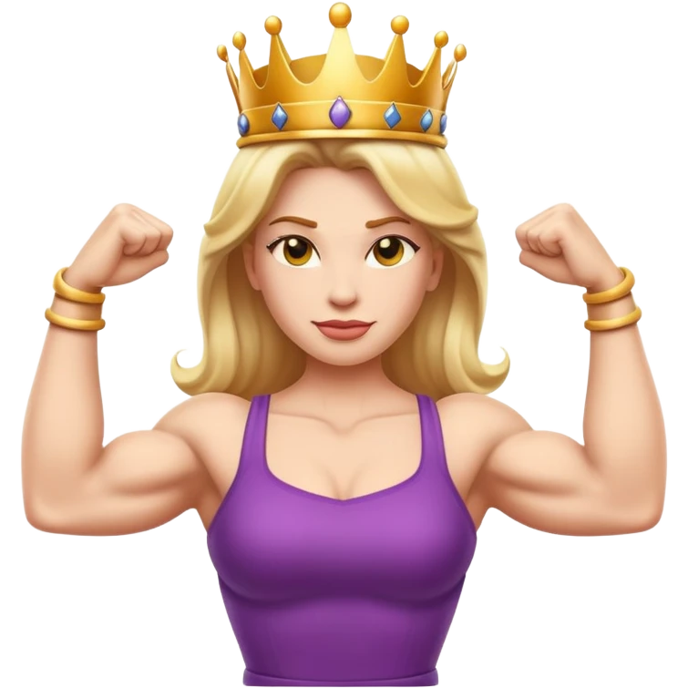Generate an emoji with a queen pretty face flexing strong muscle arms  emoji