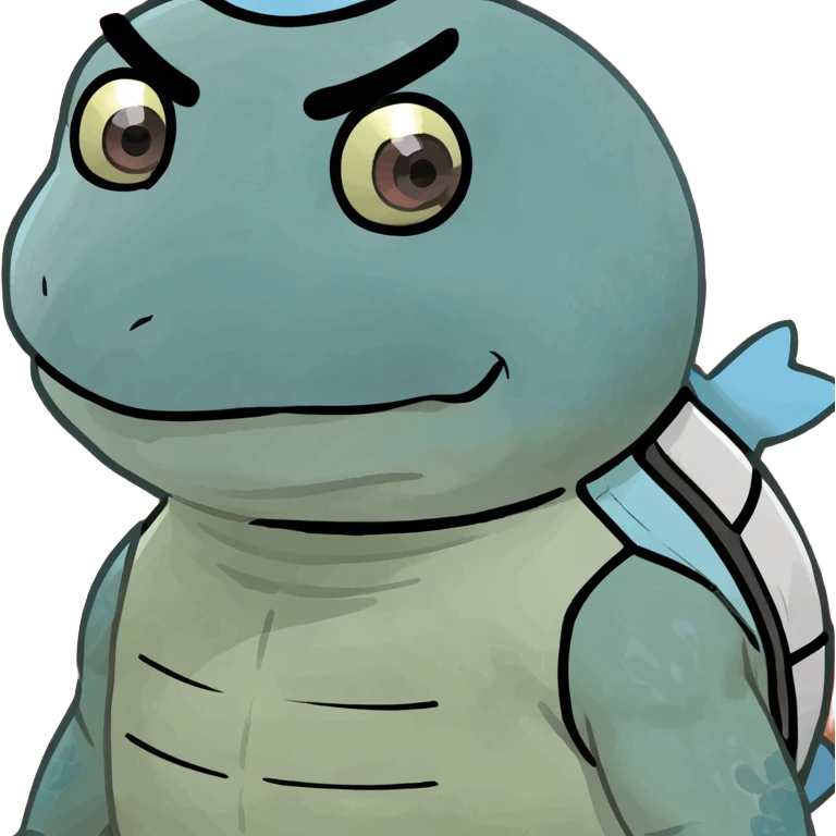 Cartoon Blue Squirtle  with a ninja mask emoji