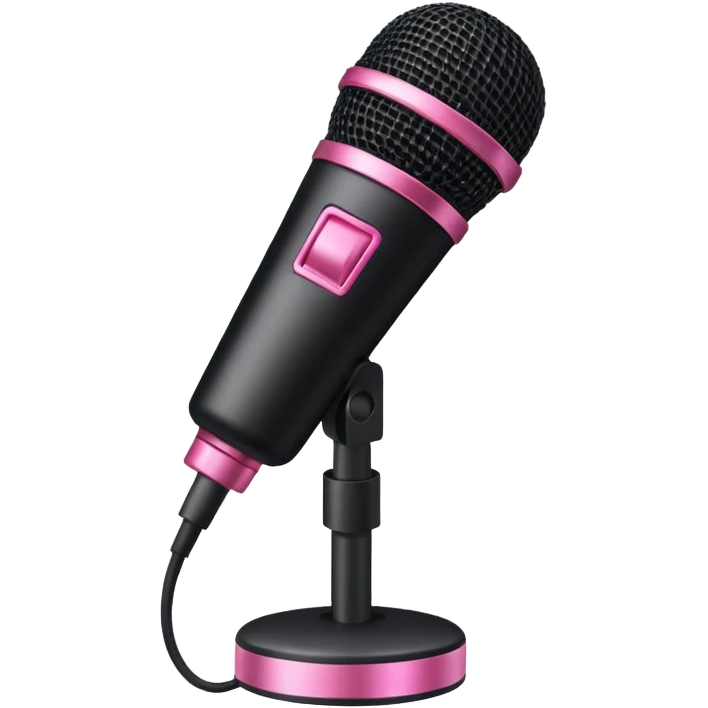black stage microphone with pink strip on bottom emoji