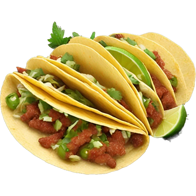 5 tacos de longaniza solos con limón en un plato elegante  emoji
