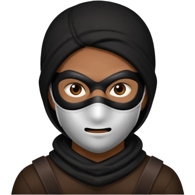 robber with brown skin, black hair emoji