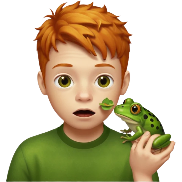 Ginger boy eating frog emoji