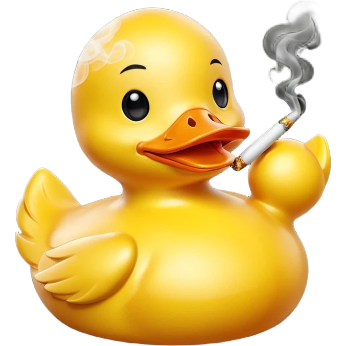 Rubber duck gettinf high on weed cartoon emoji
