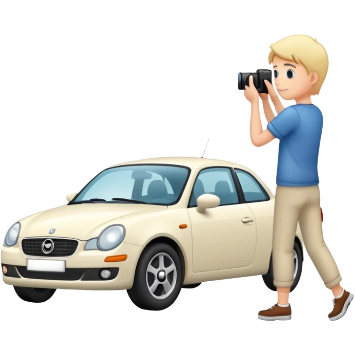 person photographing a car emoji