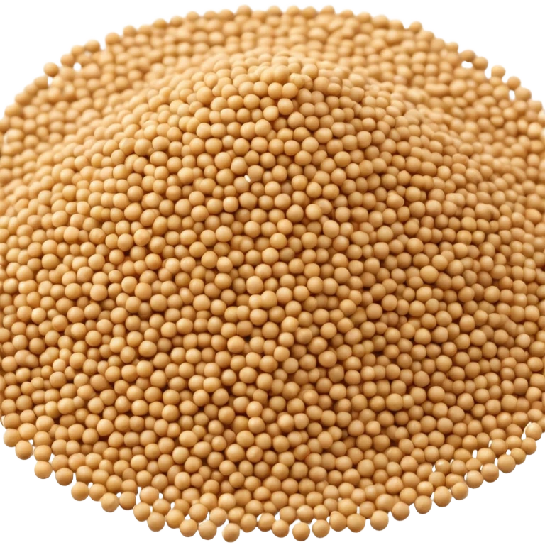 uncooked quinoa grains, small pile or scatter, beige to light golden, round bead-like, slightly matte, smooth, even size, subtle variation, no bowl, spoon, or garnish, soft lighting, emoji scale emoji