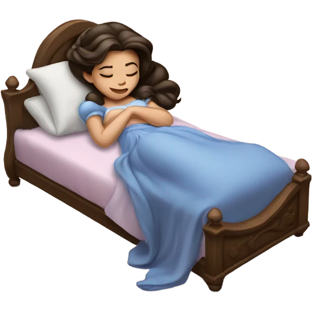 Sleeping brunette beauty princess Disney, bed emoji