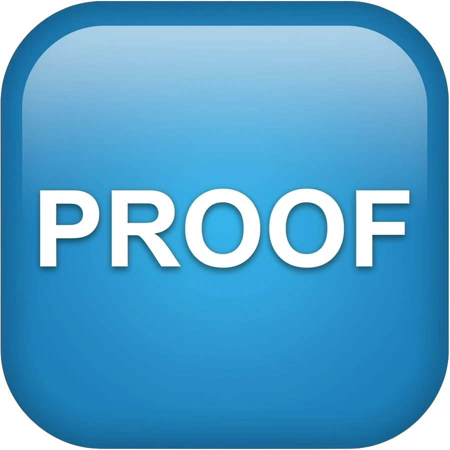 blue square with  PROOF in white text. flat style emoji