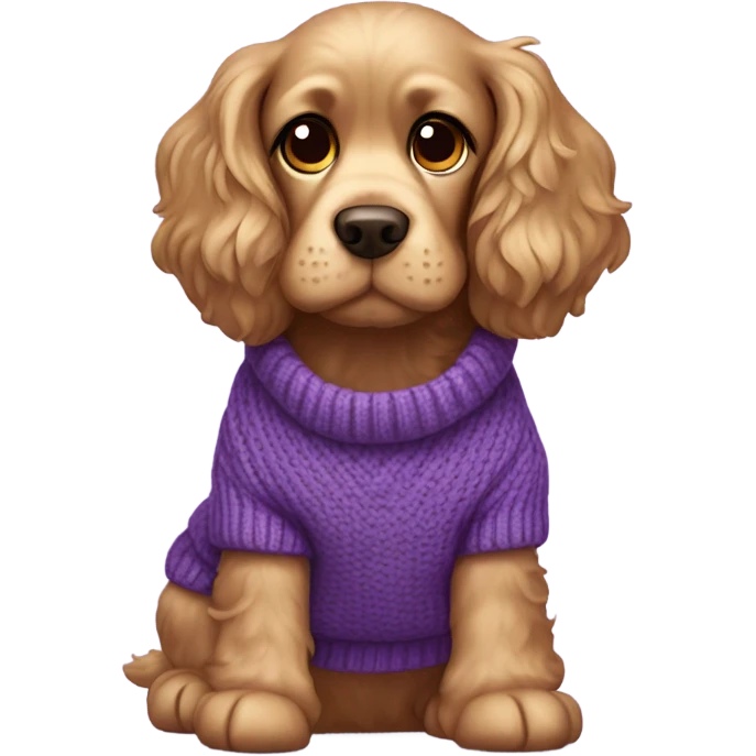 Cocker spaniel in purple sweater emoji