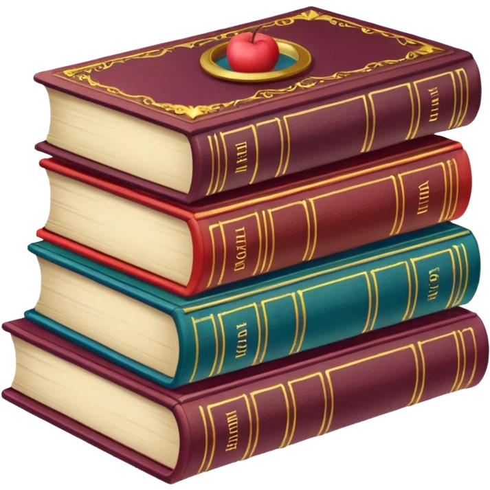 A stack of colorful spellbooks that look like they came out of a fine victorian library emoji