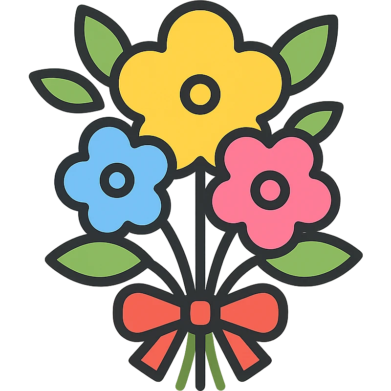 A bright floral bouquet, vibrant colors emoji