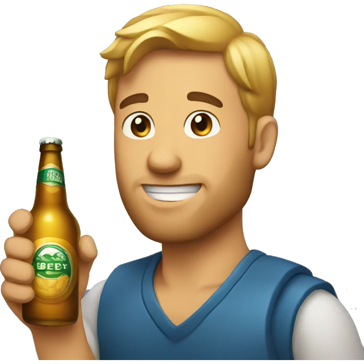 a man holding a beer bottle emoji