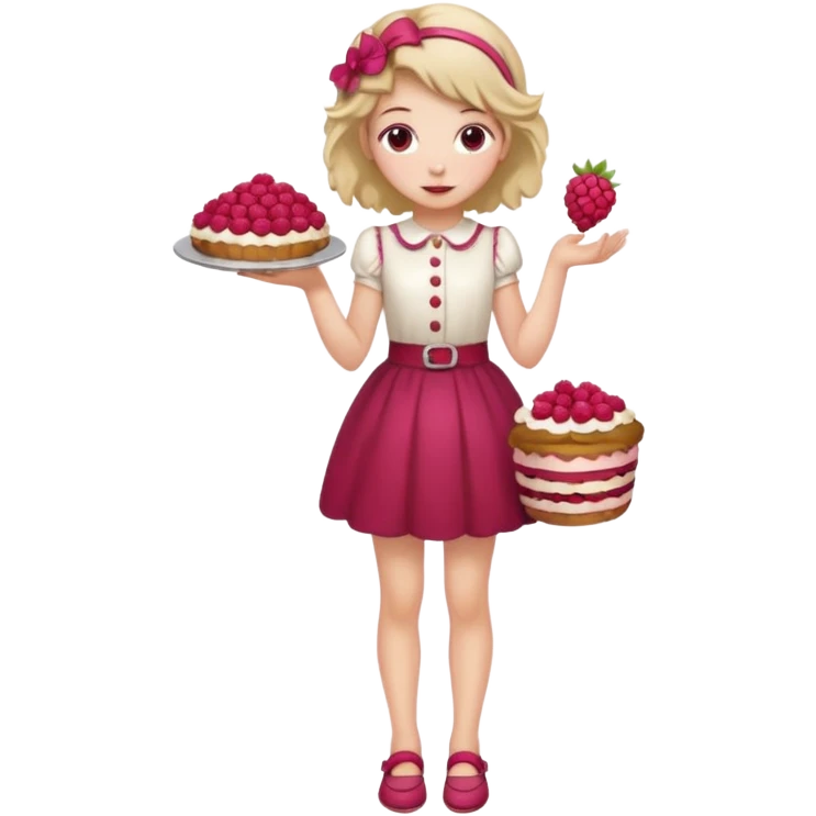 Raspberry torte human girl full body and legs with a raspberry barrette on her hair emoji