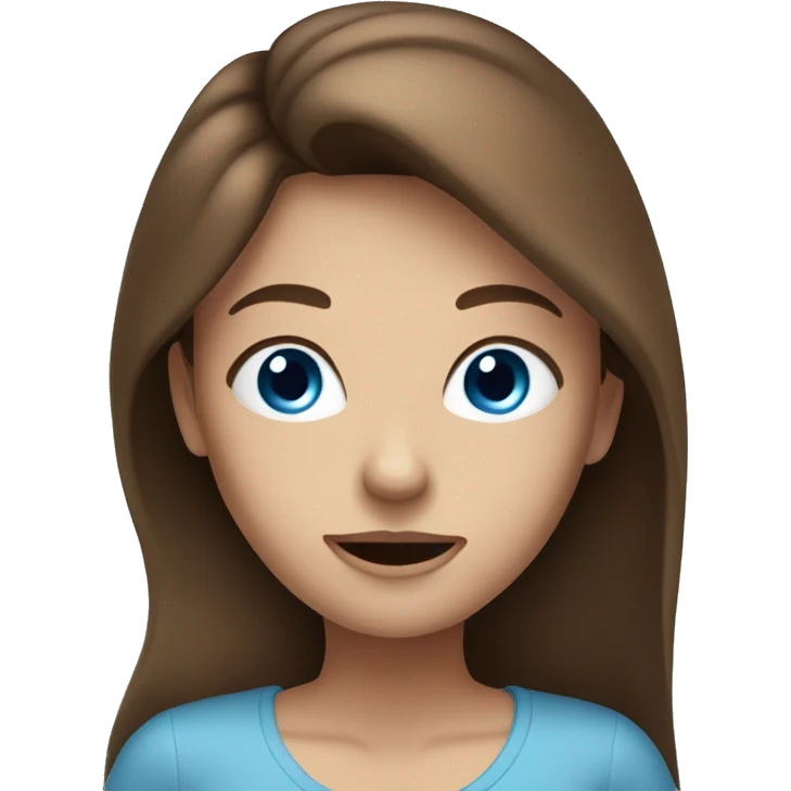 woman with long brown hair and blue eyes, the mouth little lower emoji