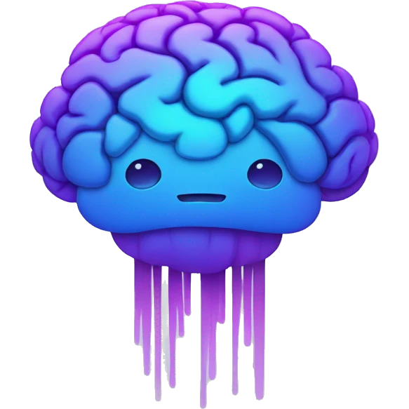 gradient from purple to blue brain with smiling eyes emoji