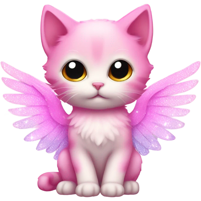 Pink ombre sparkly kitten with angel wings  emoji