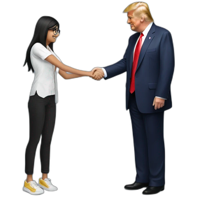 donald trump shaking hands with mia khalifa emoji