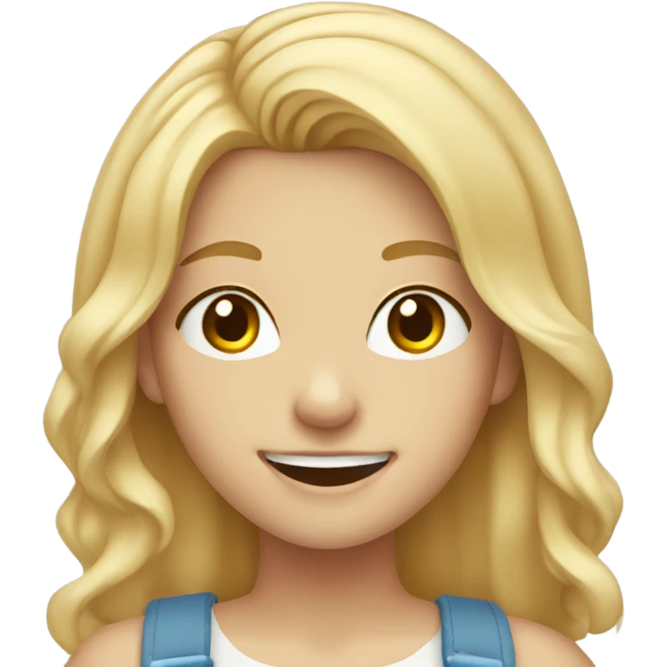smiling girl with blonde hair with braces emoji