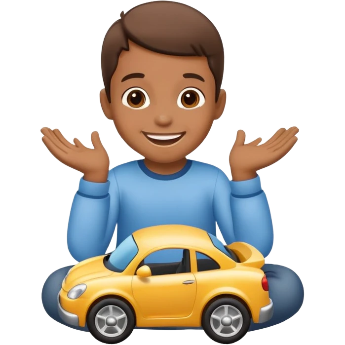 child playing with toy cars emoji
