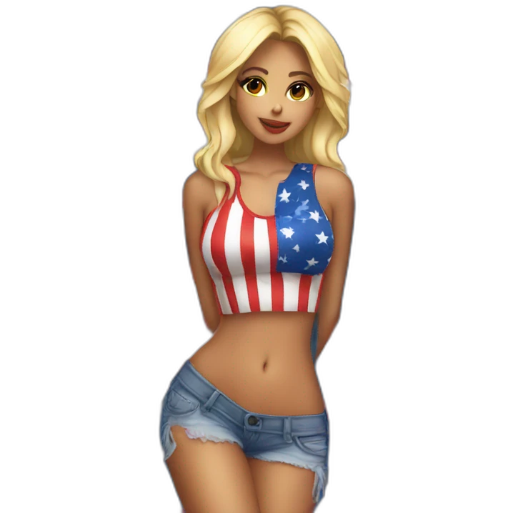 Sexy girl wearing American flag emoji