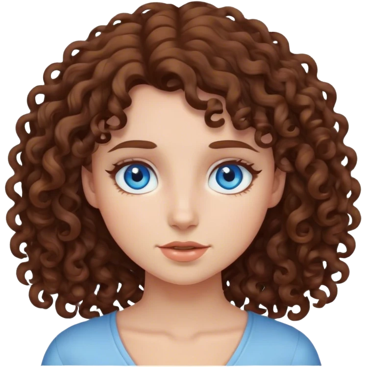 curly girl blue eyes and brown hair emoji