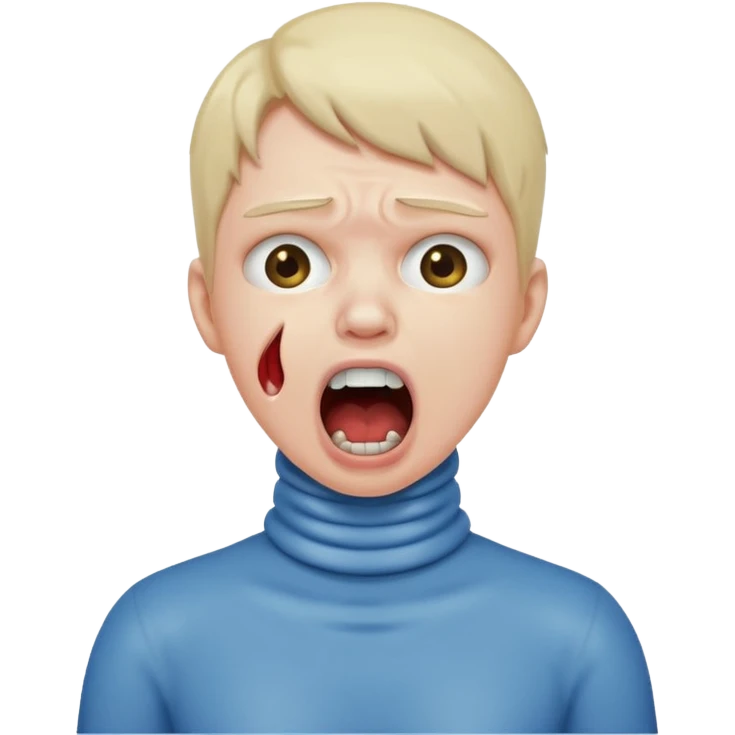 A person choking themselves on the neck and screaming  emoji