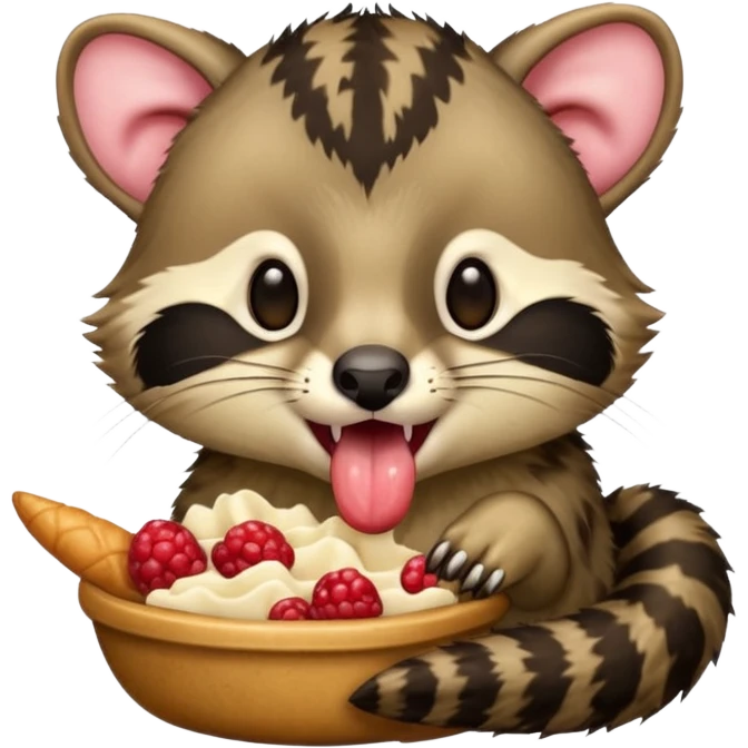 civet emoji with enjoying food with long tongue emoji