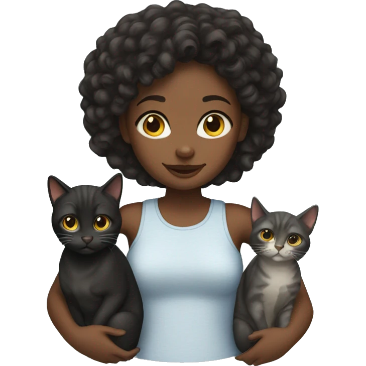 Black girl with 5 cats emoji
