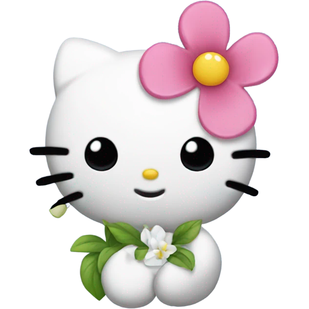 Hello kitty with a flower emoji