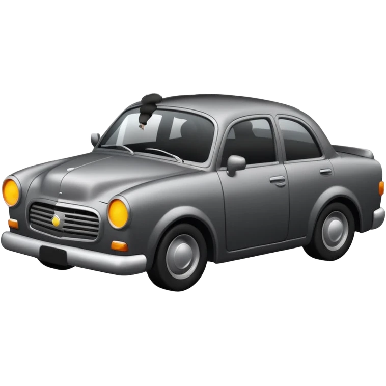 crashed car with smoke emoji
