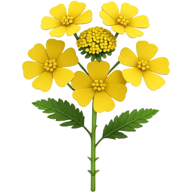yellow yarrow flower, cartoon style, volumetric 3D iOS style, no smiles, bright colors, soft lighting, smooth shadows, modern cartoon Apple approach emoji