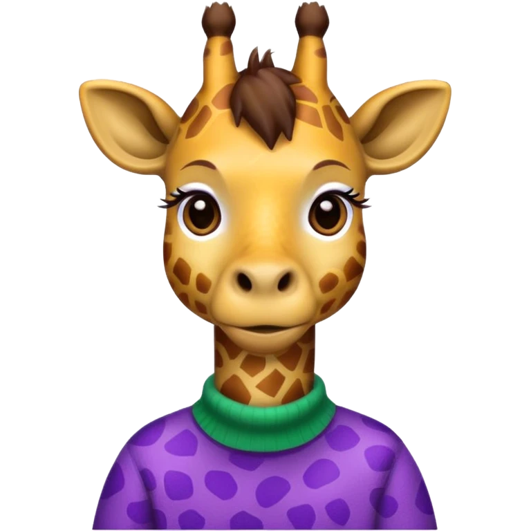 giraffe wearing green and purple sweater emoji