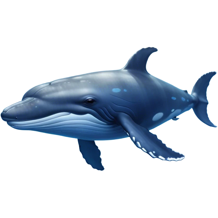 Cinematic Noble Humpback Whale Portrait Emoji, Poised and grand, with an enormous, barnacle-speckled blue-gray body, soulful, wise eyes, and a deeply serene presence, Simplified yet sharp and sophisticated features, highly detailed, glowing with a soft oceanic radiance, high shine, intelligent and powerful, stylized with an air of deep-sea mystery, focused and regal, soft glowing outline, capturing the essence of a legendary giant of the ocean that appears ready to glide majestically through the waves with effortless grace! emoji