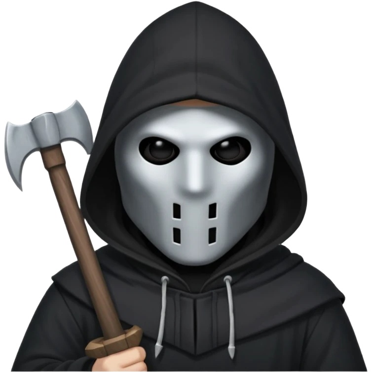 an executioner with a black hood/sheet on his face so we can't see his face but only his eyes and an axe in his hand emoji