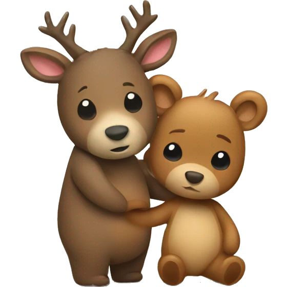 deer and bear cuddling emoji