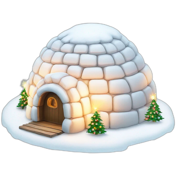 igloo celebration with lights white background emoji