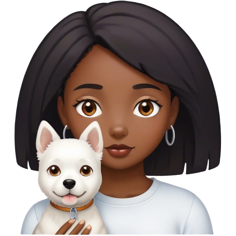 black girl with a white dog emoji