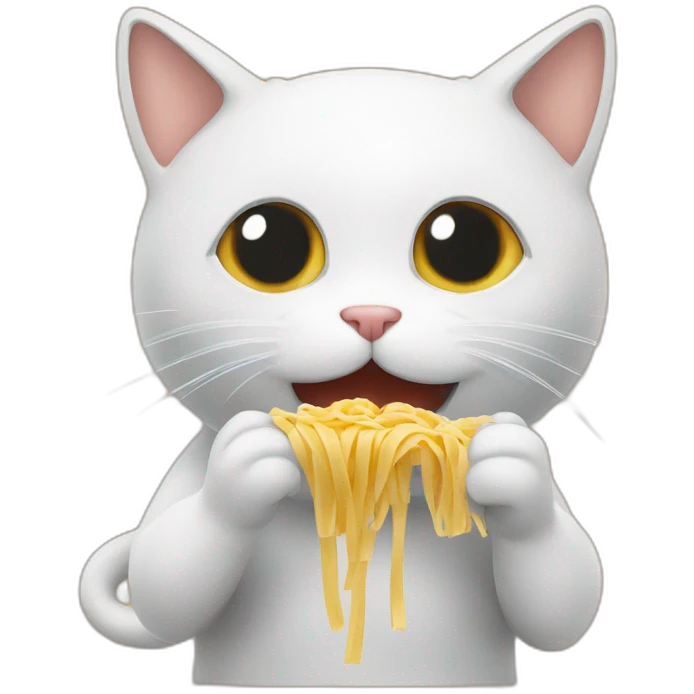 Cute cat eating pasta emoji
