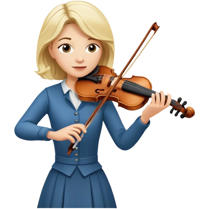 Full body of middle-aged blonde woman playing violin, standing position emoji