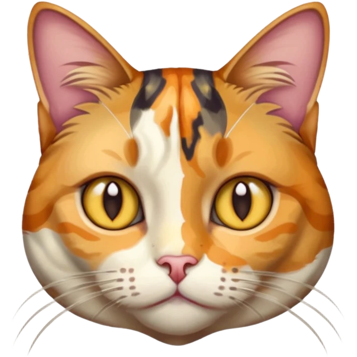 full body anxious looking colourful light patched calico tabby cat with hazel eyes emoji