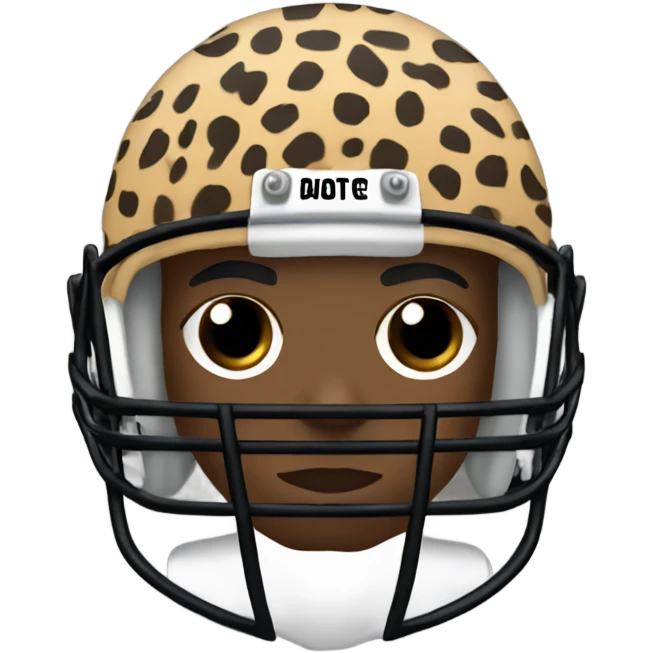 african american football player with dreads and cheetah print uniform with black bows on the front of the helmet emoji