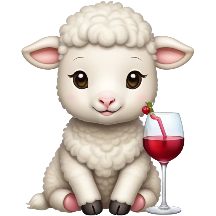little lamb drinking wine and cocktail  emoji