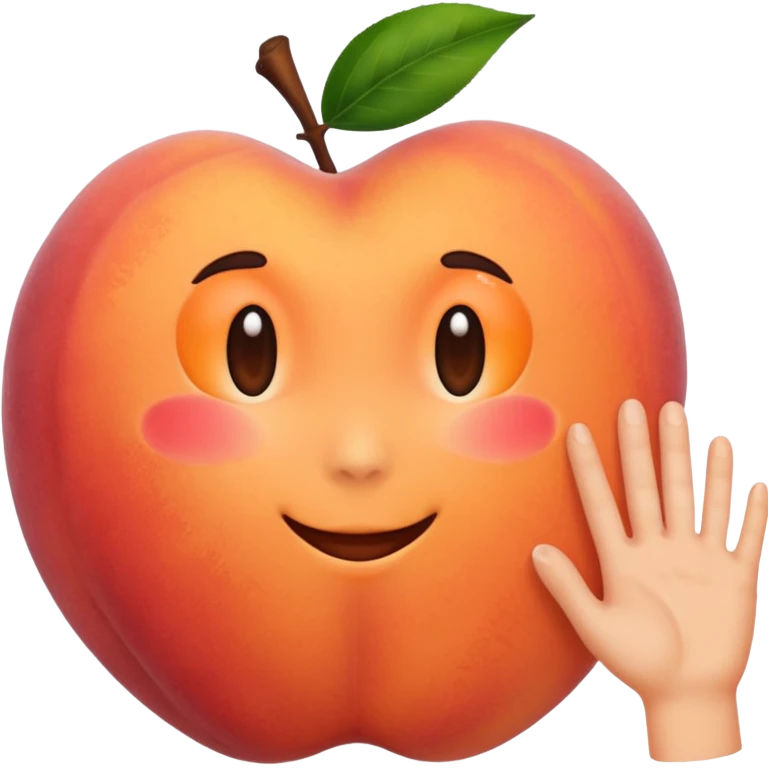 Peach with hand print on  emoji