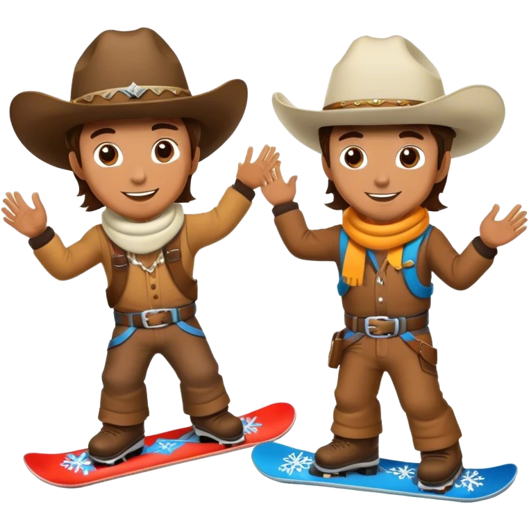2 cowboys snowboarding birthday  emoji
