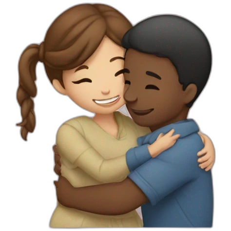 Boy hugging a girl in love emoji