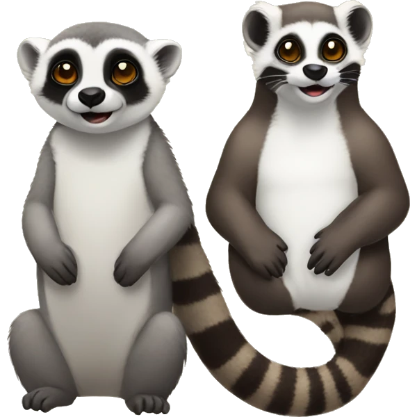 A lemur and an otter cute being friends emoji