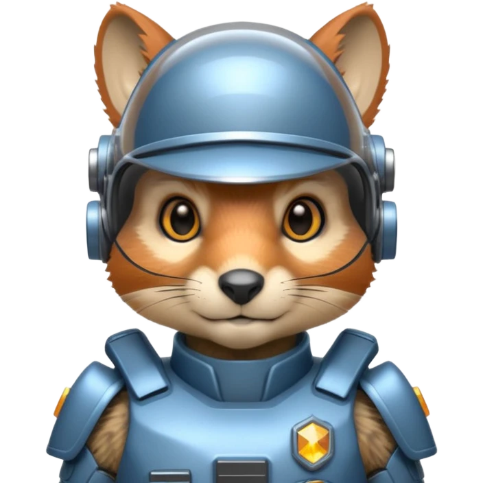 half robot futuristic squirrelcop emoji
